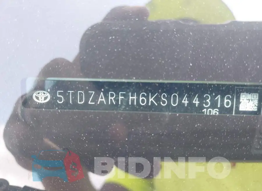 5TDZARFH6KS044316 Photo# 9