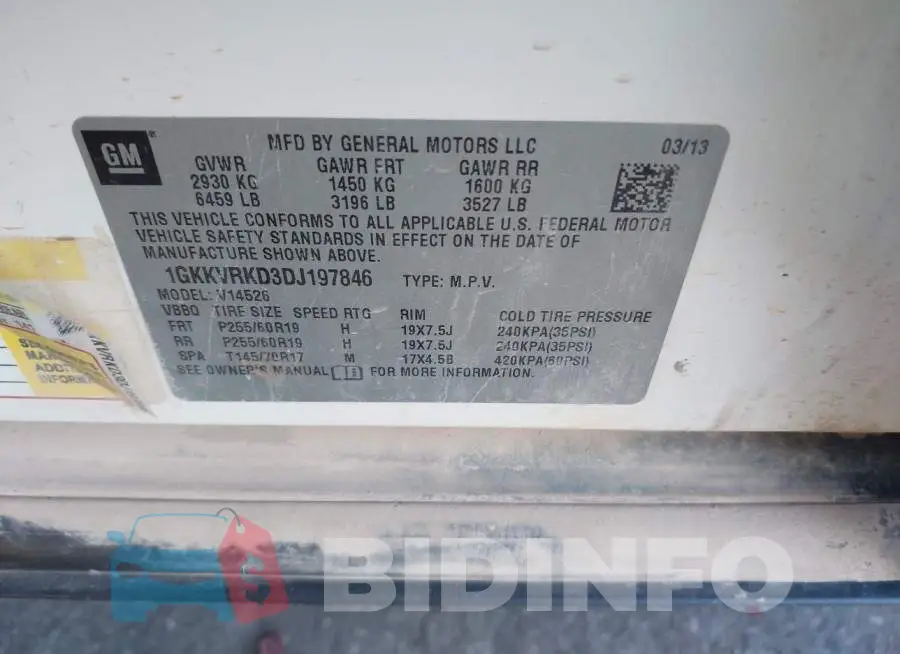 1GKKVRKD3DJ197846 Photo# 9