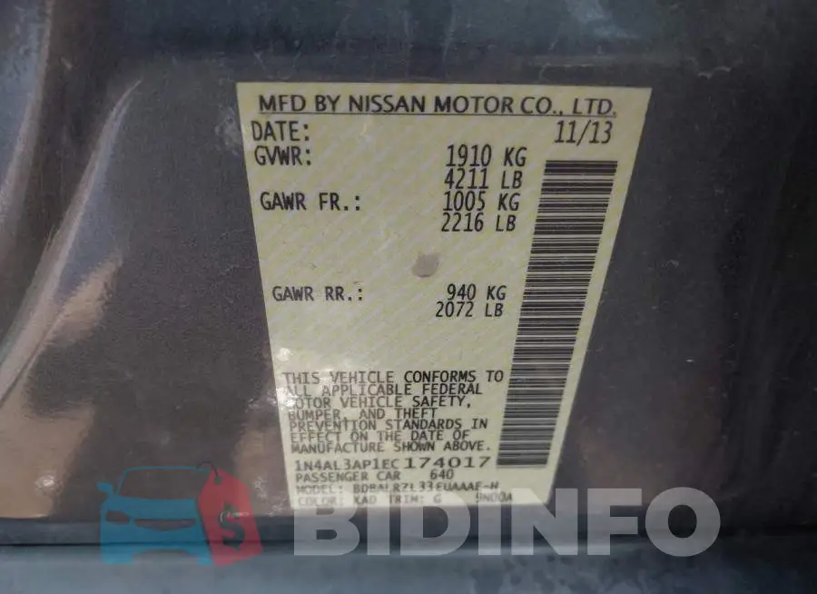 1N4AL3AP1EC174017 Photo# 9
