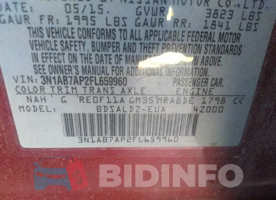 3N1AB7AP2FL659960 Photo# 9