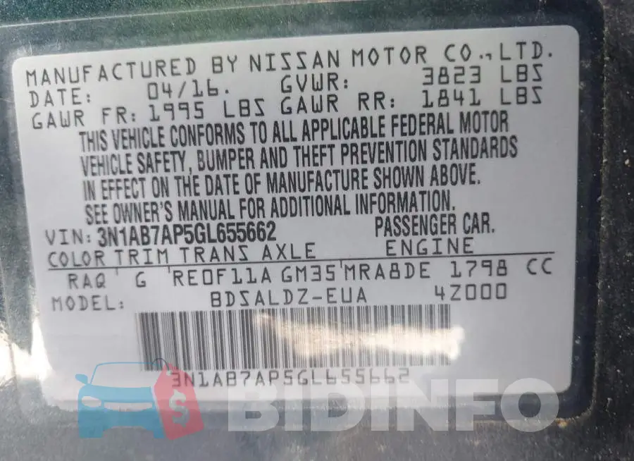 3N1AB7AP5GL655662 Photo# 9