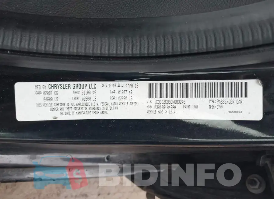 1C3CDZCB9DN683249 Photo# 9