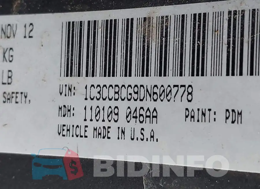 1C3CCBCG9DN600778 Photo# 9