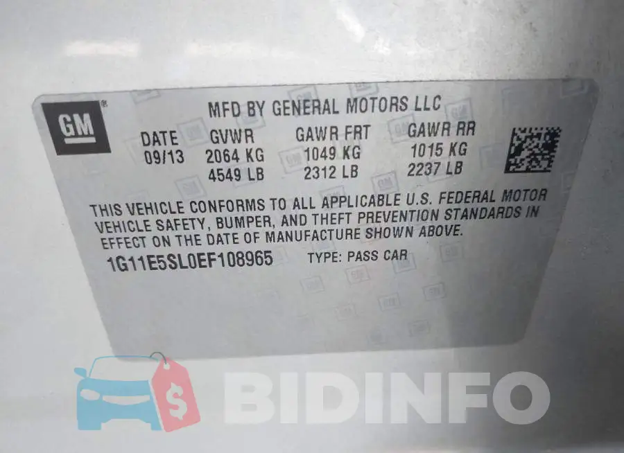 1G11E5SL0EF108965 Photo# 9