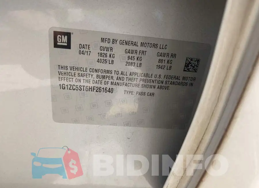 1G1ZC5ST6HF261640 Photo# 9