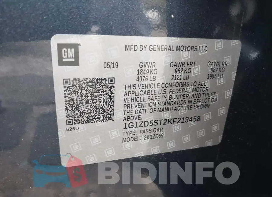 1G1ZD5ST2KF213458 Photo# 9