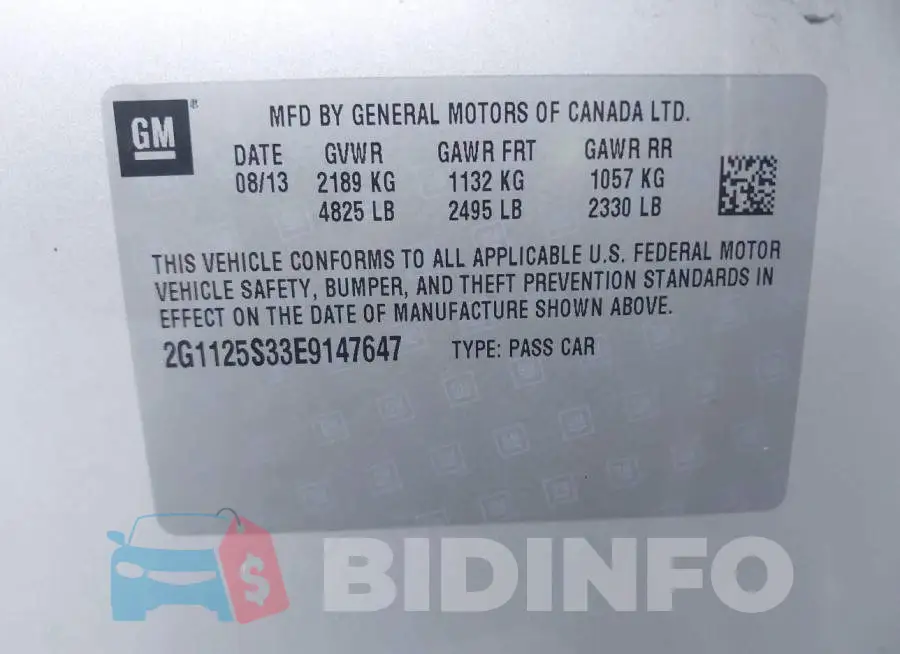 2G1125S33E9147647 Photo# 9