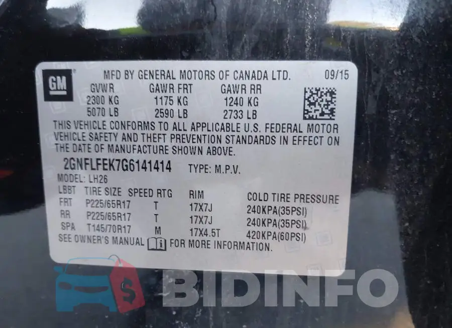 2GNFLFEK7G6141414 Photo# 9