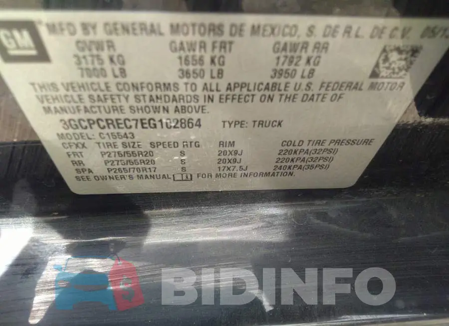 3GCPCREC7EG102864 Photo# 9