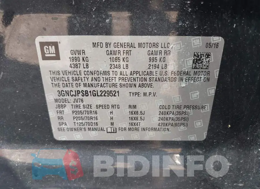 3GNCJPSB1GL229521 Photo# 9