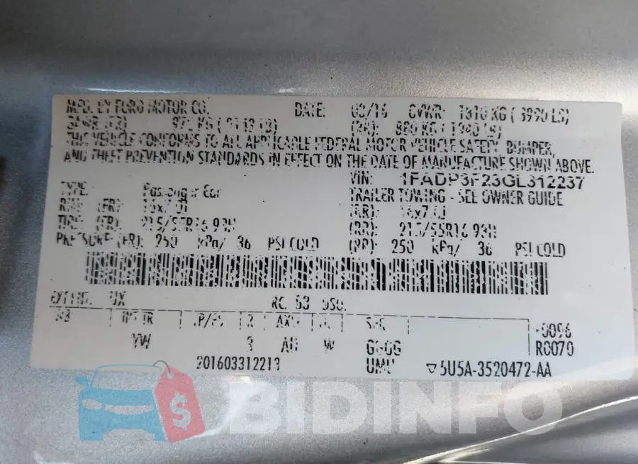 1FADP3F23GL312237 Photo# 9