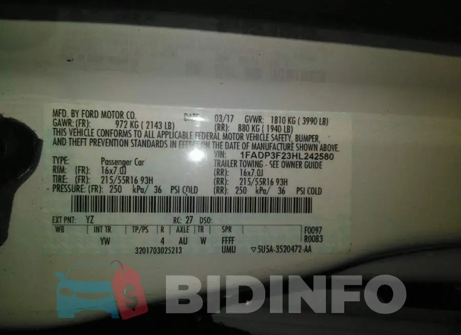 1FADP3F23HL242580 Photo# 9
