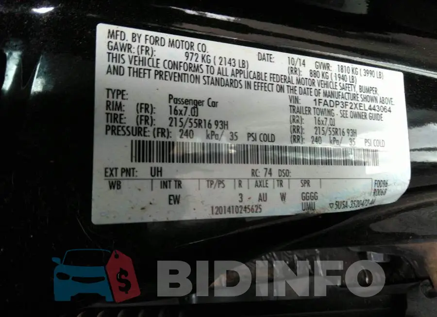 1FADP3F2XEL443064 Photo# 9