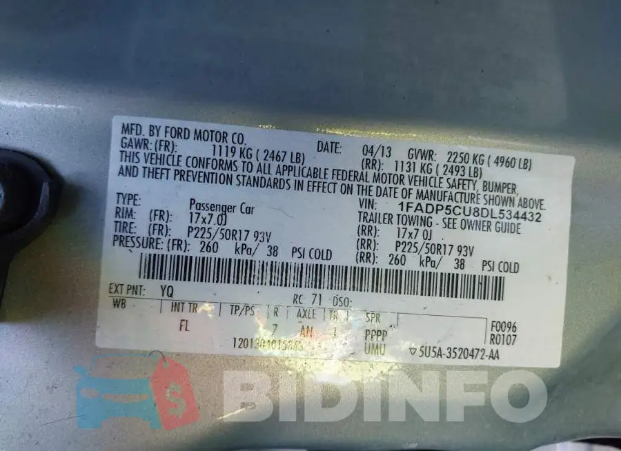 1FADP5CU8DL534432 Photo# 9