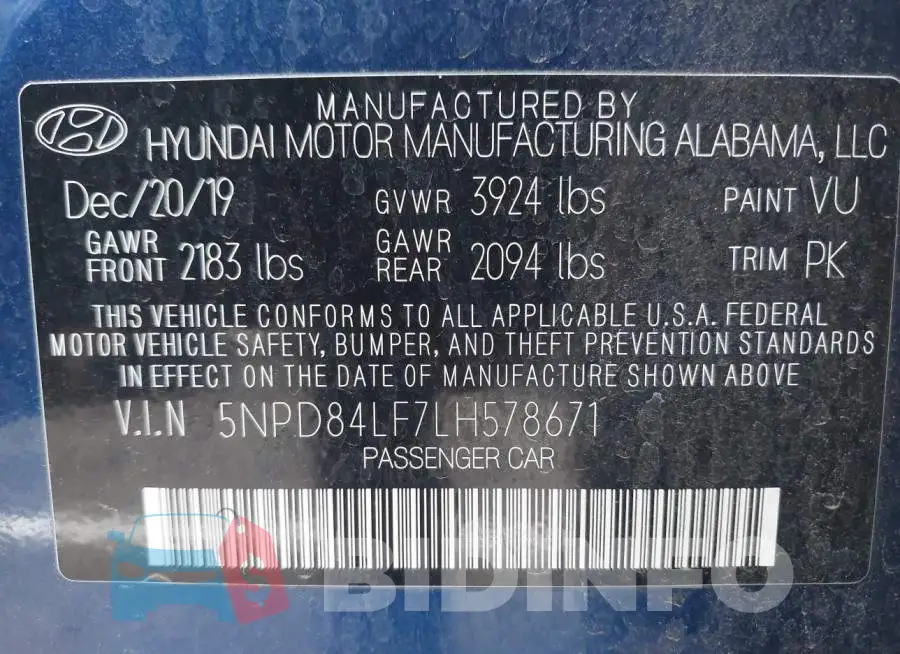 5NPD84LF7LH578671 Photo# 9