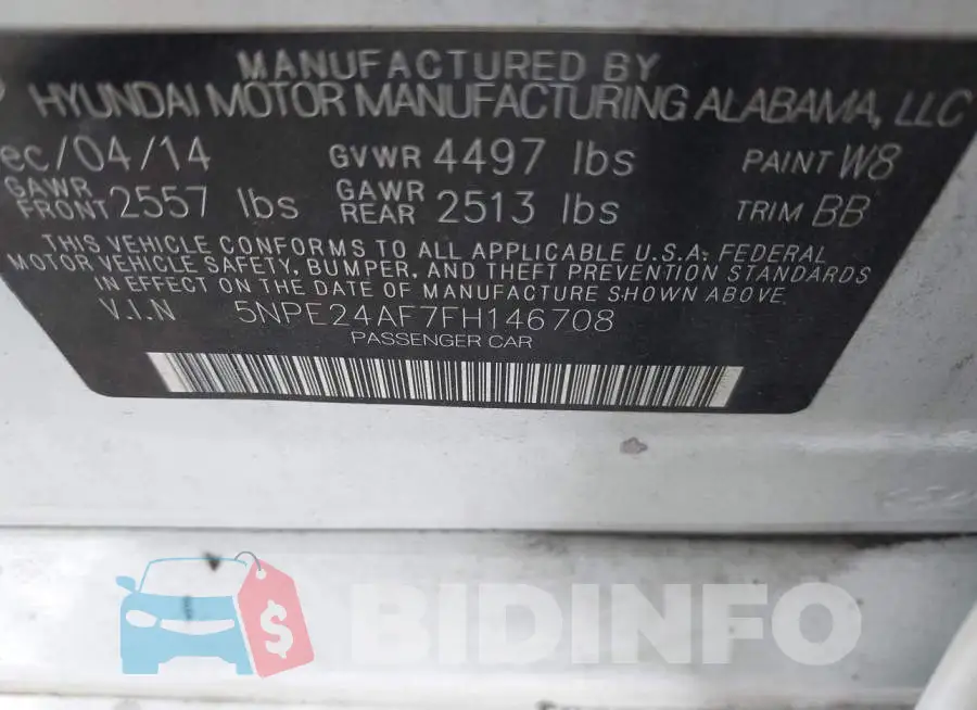 5NPE24AF7FH146708 Photo# 9
