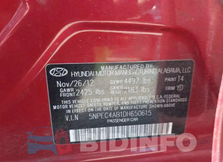 5NPEC4AB1DH650615 Photo# 9