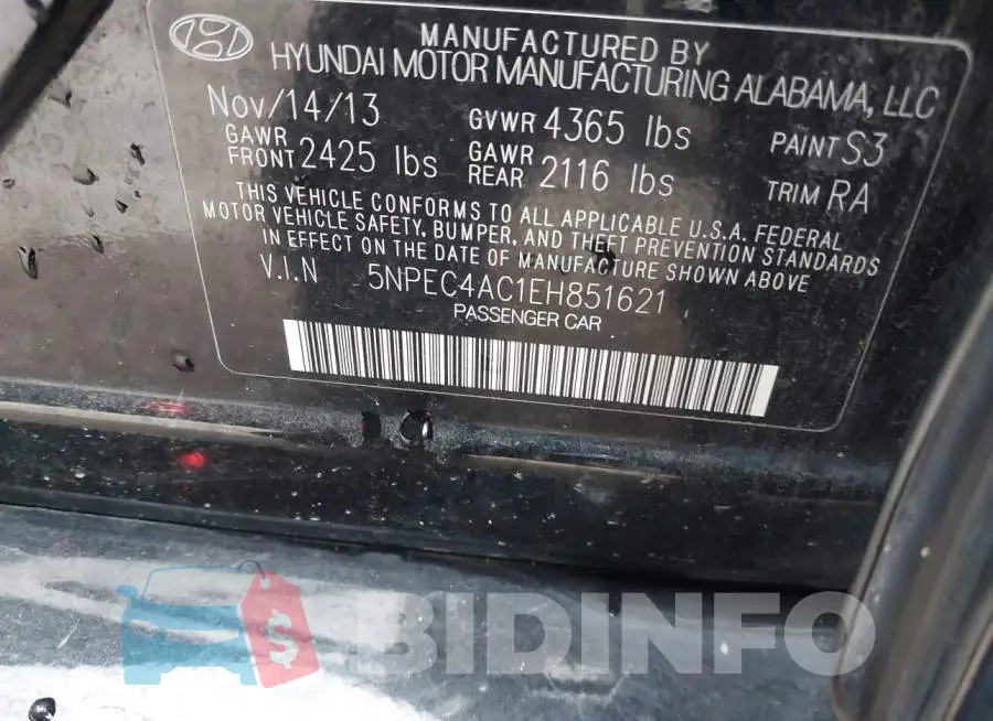5NPEC4AC1EH851621 Photo# 9