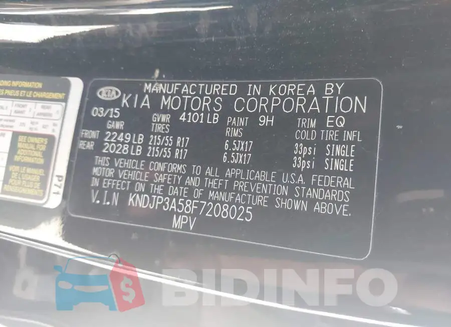 KNDJP3A58F7208025 Photo# 9