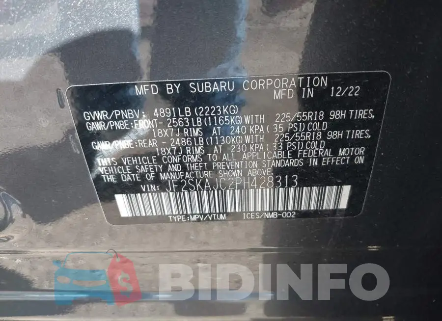 JF2SKAJC2PH428313 Photo# 9
