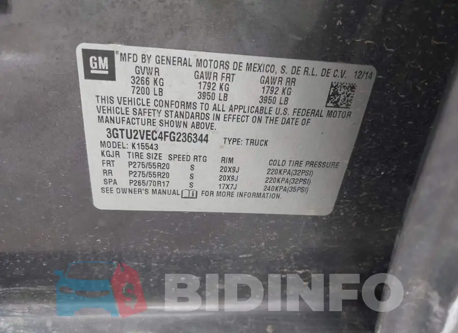 3GTU2VEC4FG236344 Photo# 9