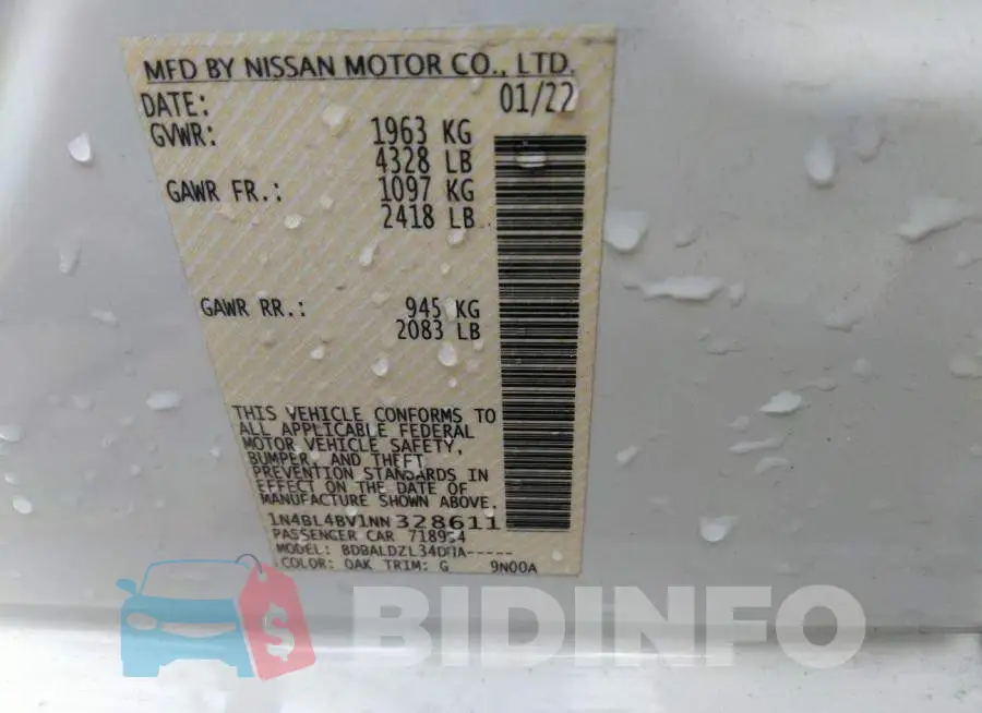 1N4BL4BV1NN328611 Photo# 9