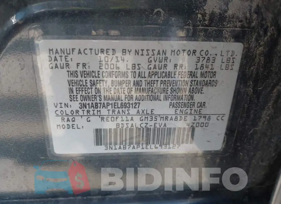3N1AB7AP1EL693127 Photo# 9