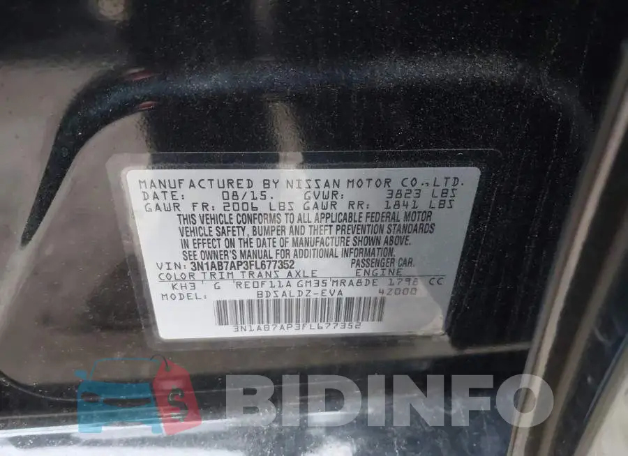 3N1AB7AP3FL677352 Photo# 9