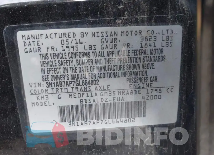 3N1AB7AP7GL664802 Photo# 9