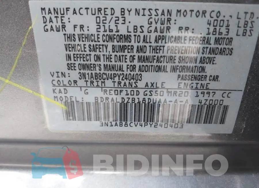 3N1AB8CV4PY240403 Photo# 9