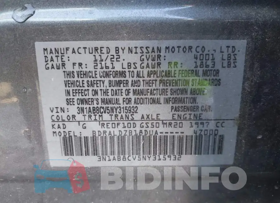 3N1AB8CV5NY315932 Photo# 9