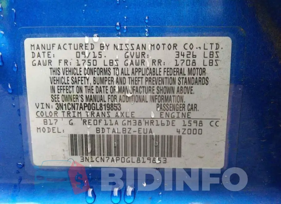 3N1CN7AP0GL819853 Photo# 9