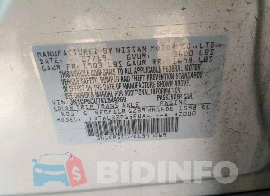 3N1CP5CU7KL549269 Photo# 9