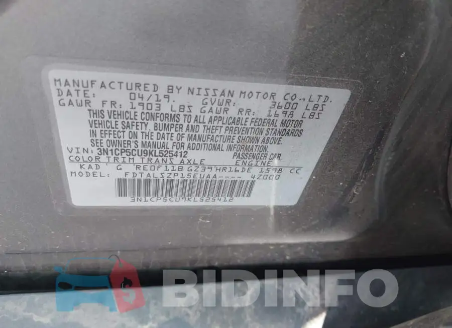 3N1CP5CU9KL525412 Photo# 9