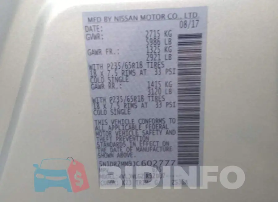 5N1DR2MM9JC602777 Photo# 9