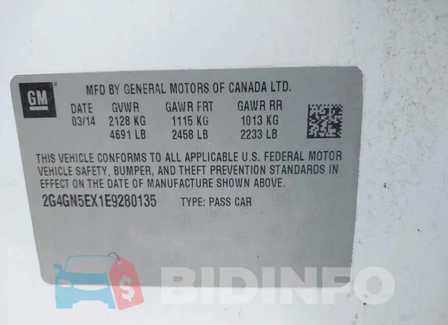 2G4GN5EX1E9280135 Photo# 9
