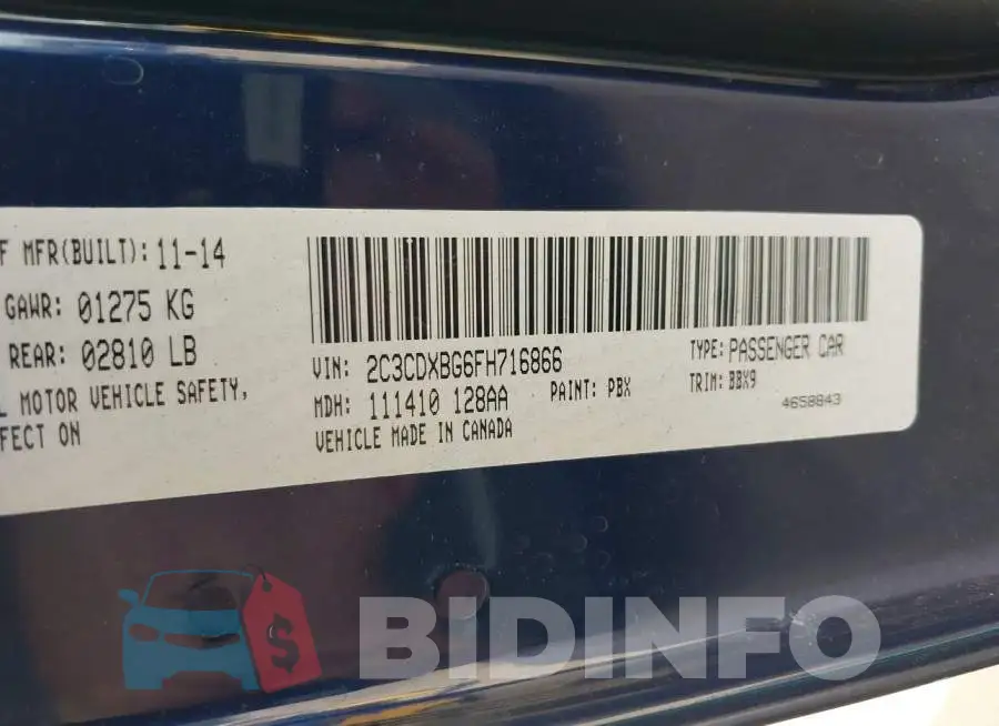 2C3CDXBG6FH716866 Photo# 9