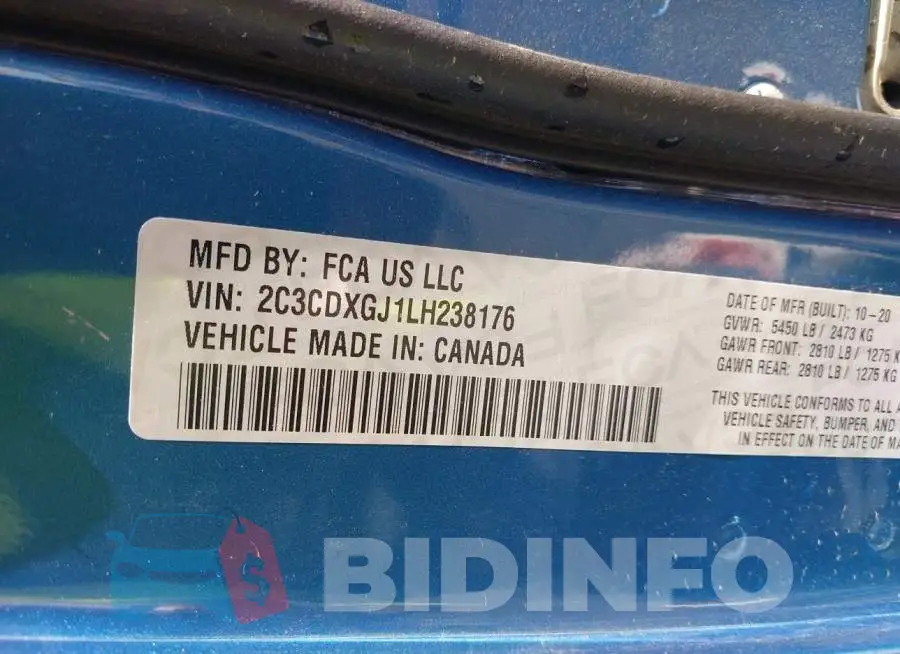 2C3CDXGJ1LH238176 Photo# 9