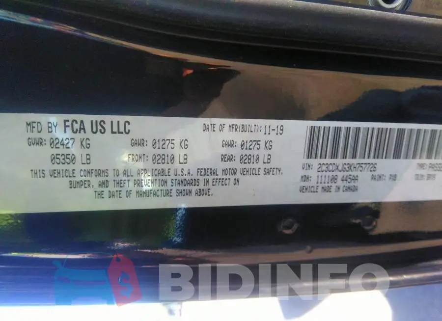 2C3CDXJG3KH757726 Photo# 9
