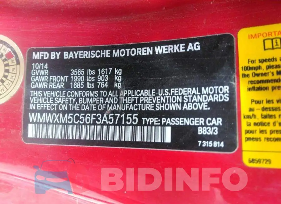 WMWXM5C56F3A57155 Photo# 9
