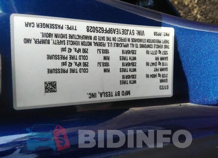 5YJ3E1EA9PF625028 Photo# 9