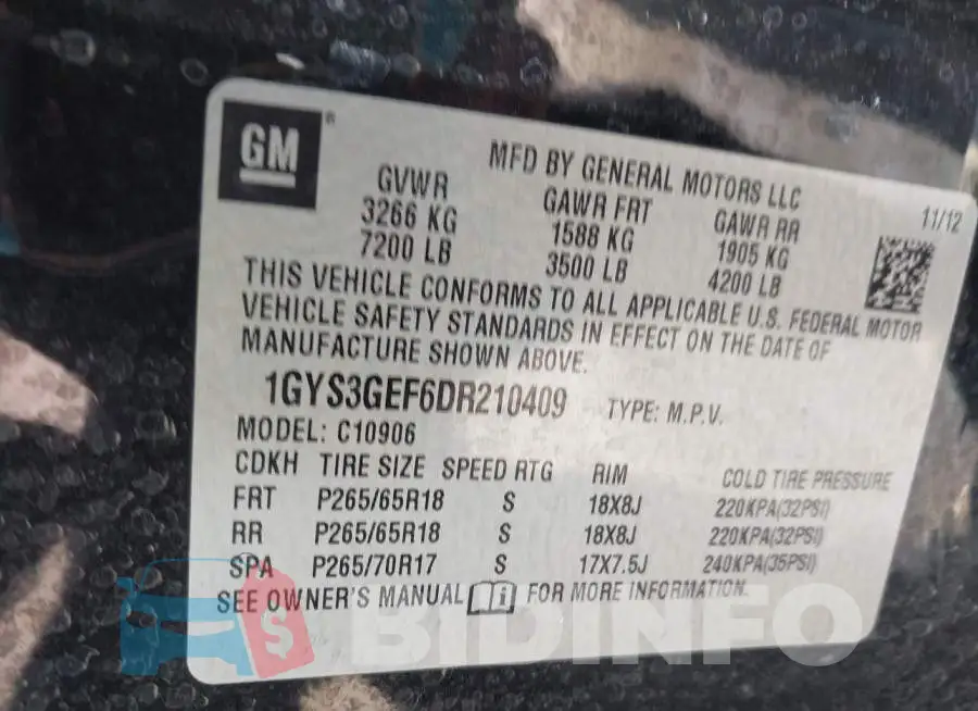 1GYS3GEF6DR210409 Photo# 9