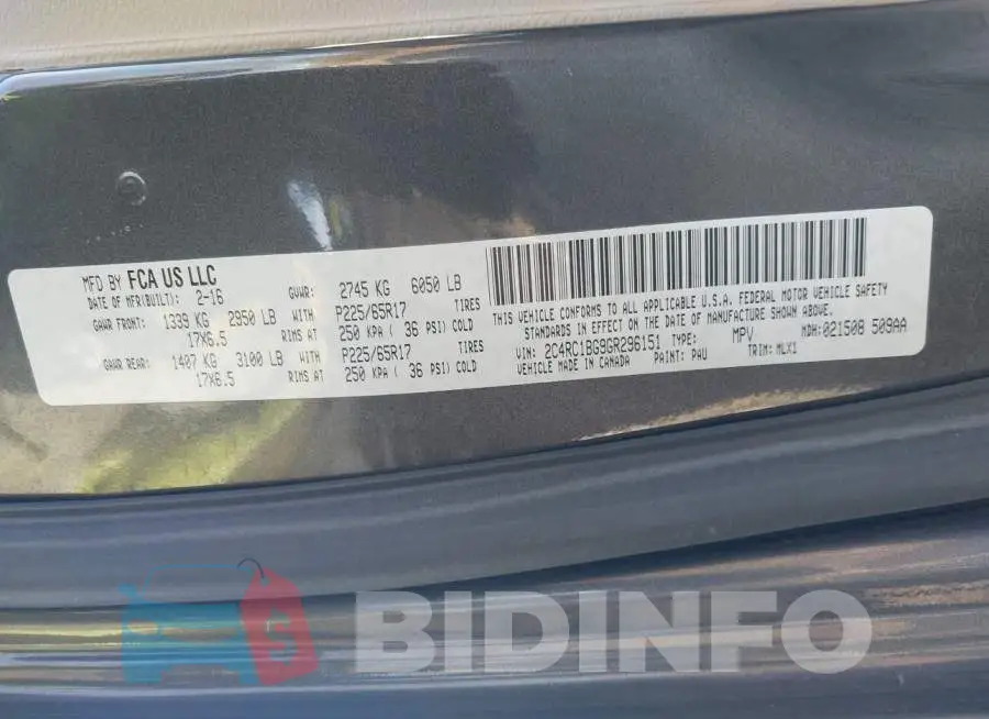 2C4RC1BG9GR296151 Photo# 9