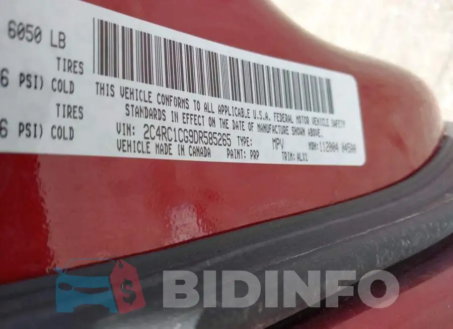 2C4RC1CG9DR585265 Photo# 9