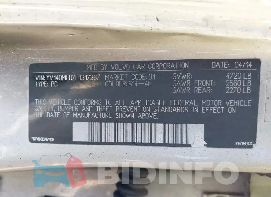 YV140MFB7F1317367 Photo# 9