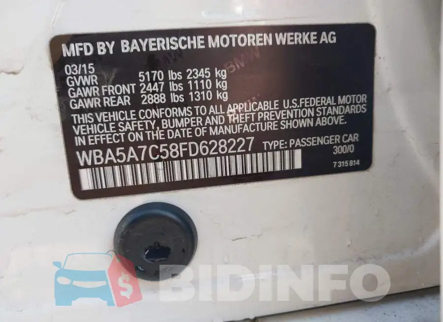 WBA5A7C58FD628227 Photo# 9 WBA5A7C58FD628227 Photo# 9