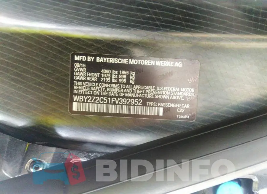 WBY2Z2C51FV392952 Photo# 9