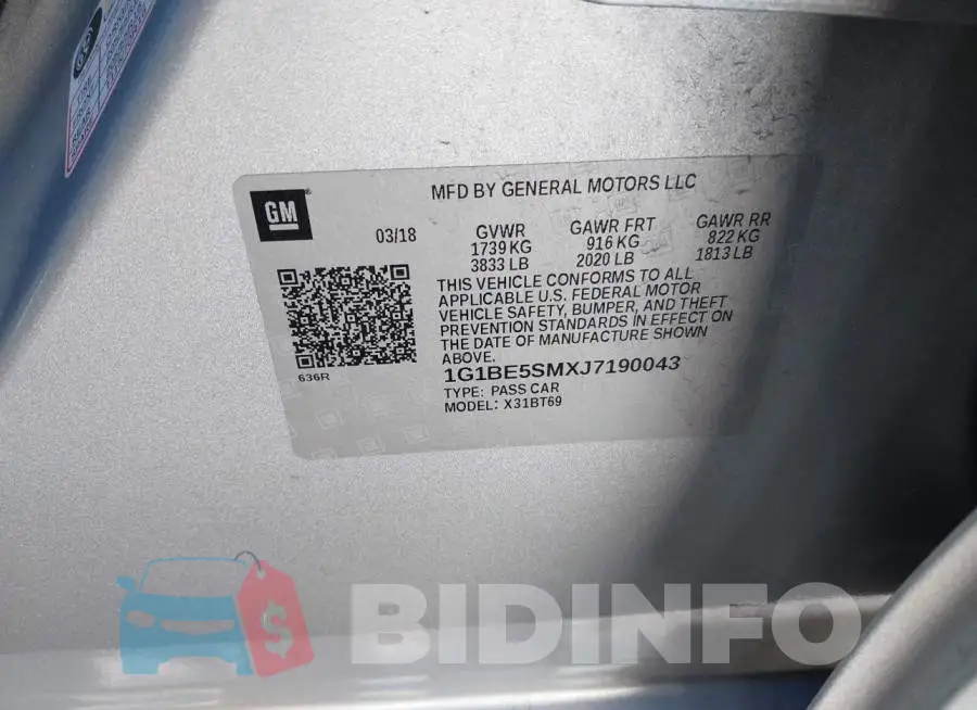 1G1BE5SMXJ7190043 Photo# 9
