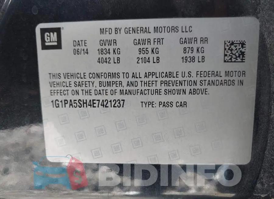 1G1PA5SH4E7421237 Photo# 9
