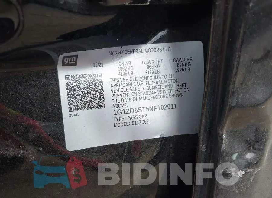 1G1ZD5ST5NF102911 Photo# 9